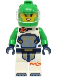 LEGO Astronaut - Female, White Spacesuit with Bright Green Arms, Bright Green Helmet minifigure
