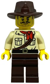 LEGO Jungle Explorer - Male, Tan Shirt, Dark Brown Legs and Fedora minifigure