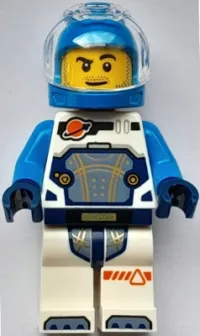 LEGO Astronaut - Male, White Spacesuit with Dark Azure Arms, Dark Azure Helmet, Trans-Clear Visor, Stubble set