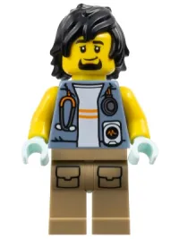 LEGO City Jungle Explorer - Sand Blue Jacket, Stethoscope, Dark Tan Legs, Black Hair set