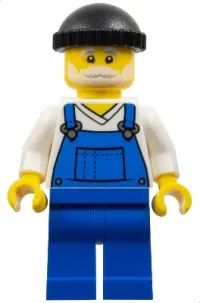 LEGO Fisherman - Black Knit Cap, Blue Overalls minifigure