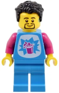 LEGO Robot World Slushy Vendor - Male, Dark Azure Shirt and Legs, Black Hair set