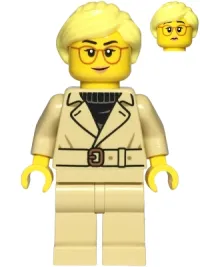 LEGO Sports Car Driver - Female, Tan Jacket and Legs, Bright Light Yellow Ponytail, Glasses minifigure