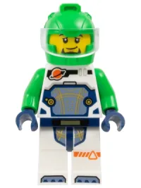 LEGO Astronaut - Male, White Spacesuit with Bright Green Arms, Bright Green Helmet, Trans-Clear Visor, Goatee minifigure