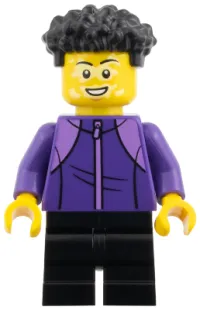 LEGO Child - Boy, Dark Purple Tracksuit, Black Medium Legs, Coiled Hair minifigure