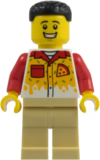 LEGO Pizza Chef - Male, Tan Legs, Black Hair minifigure