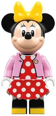 LEGO Minnie Mouse - Bright Pink Jacket, Red Polka Dot Dress, Yellow Bow minifigure