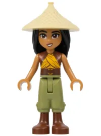 LEGO Raya - Tan Conical Hat, Yellow Top, Reddish Brown Boots, Open Mouth minifigure