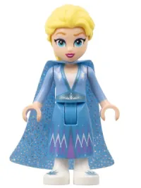 LEGO Elsa - Glitter Cape with Two Tails, Medium Blue Skirt with White Shoes, Small Open Smile minifigure