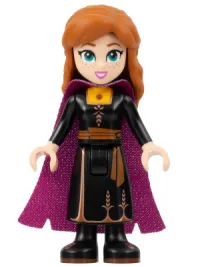 LEGO Anna - Black Dress, Magenta and Dark Purple Cape, Narrow Smile minifigure