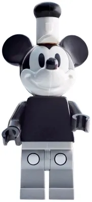 LEGO Mickey Mouse - Vintage, Light Bluish Gray Legs, White Hat with Black Top minifigure