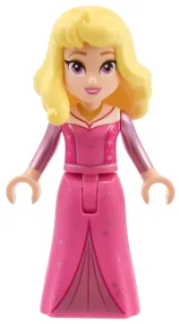 LEGO Aurora - Dark Pink Dress, Metallic Pink Sleeves, Gold Necklace, Bright Light Yellow Hair minifigure