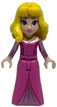 LEGO Aurora - Dark Pink Dress, Metallic Pink Sleeves, Gold Necklace, Yellow Hair minifigure