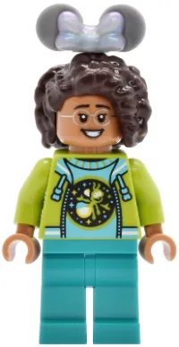 LEGO Main Street, U.S.A. Park Guest - Female, Medium Azure Sweater with Ant, Lime Hoodie with Dark Pink Water Lily on Back, Dark Turquoise Legs minifigure