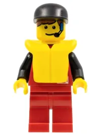 LEGO Divers - Control 1, Red Legs, Black Cap, Life Jacket minifigure