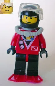LEGO Divers - Red Diver 2, Black Legs with Red Hips, Black Helmet, Red Flippers minifigure