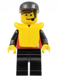 LEGO Divers - Control 1, Black Legs, Black Cap, Life Jacket minifigure