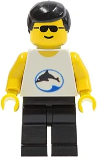 LEGO Divers - Blue Oval and Black Dolphin with Black Hair minifigure