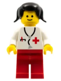LEGO Doctor - Stethoscope, Red Legs, Black Pigtails Hair (Vintage) minifigure