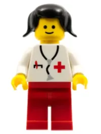 LEGO Doctor - Stethoscope, Red Legs, Black Pigtails Hair (Reissue) minifigure