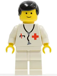 LEGO Doctor - Stethoscope, White Legs, Black Male Hair minifigure