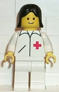 LEGO Doctor - Straight Line, White Legs, Black Female Hair minifigure