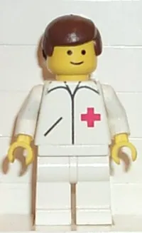 LEGO Doctor - Straight Line, White Legs, Brown Male Hair minifigure