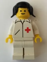 LEGO Doctor - Straight Line, White Legs, Black Pigtails Hair minifigure