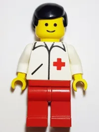 LEGO Doctor - Straight Line, Red Legs, Black Male Hair minifigure