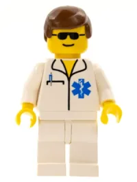 LEGO Doctor - EMT Star of Life, White Legs, Brown Male Hair, Sunglasses minifigure