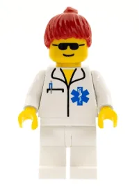 LEGO Doctor - EMT Star of Life, White Legs, Red Ponytail Hair minifigure