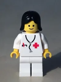 LEGO Doctor - Stethoscope, White Legs, Black Female Hair Reissue minifigure
