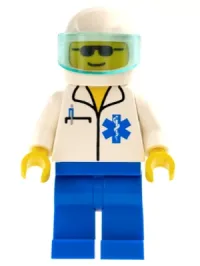 LEGO Doctor - EMT Star of Life, Blue Legs, White Helmet, Trans-Light Blue Visor minifigure
