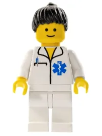 LEGO Doctor - EMT Star of Life, White Legs, Black Ponytail Hair minifigure