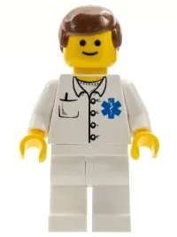 LEGO Doctor - EMT Star of Life Button Shirt, White Legs, Reddish Brown Male Hair minifigure