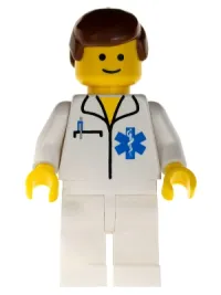 LEGO Doctor - EMT Star of Life, White Legs, Reddish Brown Male Hair minifigure