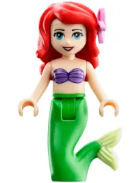 LEGO Ariel, Mermaid - Medium Lavender Shell Bra Top, Bright Green Tail, Medium Azure Eyes, Bright Pink Flower minifigure