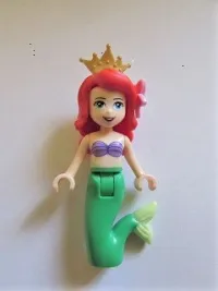 LEGO Ariel, Mermaid - Medium Lavender Shell Bra Top, Bright Green Tail, Medium Azure Eyes, Bright Pink Flower, Pearl Gold Crown minifigure
