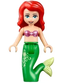 LEGO Ariel, Mermaid - Metallic Pink Shell Bra Top, Bright Green Tail with Star and Filigree, Medium Azure Eyes minifigure