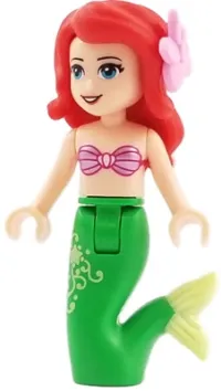 LEGO Ariel, Mermaid - Metallic Pink Shell Bra Top, Bright Green Tail with Star and Filigree, Medium Azure Eyes, Bright Pink Flower minifigure