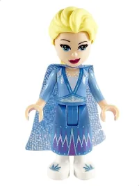 LEGO Elsa - Glitter Cape with Two Tails, Medium Blue Skirt with White Shoes minifigure