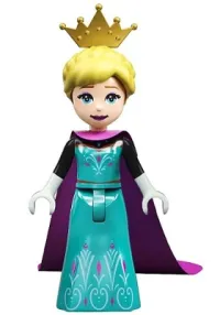 LEGO Elsa, Coronation Elsa - Dark Turquoise Dress, Black Sleeves and Magenta Cape minifigure