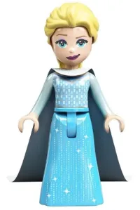 LEGO Elsa - Medium Azure Skirt, Medium Blue Long Narrow Glitter Cape minifigure