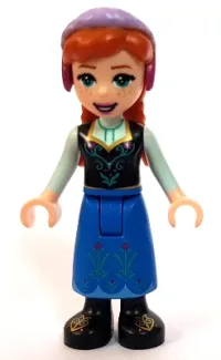 LEGO Anna - Blue Skirt, Black Boots and Black Top, Light Aqua Sleeves without Cape minifigure