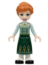 LEGO Anna - Dark Green Skirt with Flowers, Sand Green Vest, Light Aqua Sleeves minifigure