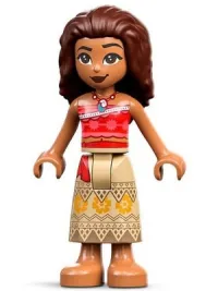 LEGO Moana - Printed Skirt, Dark Brown Hair minifigure
