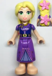 LEGO Rapunzel - Dark Purple Vested Dress with 2 Bright Pink Flowers in Hair minifigure