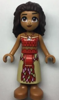 LEGO Moana - Mini Doll, Red and Tan Top and Long Skirt with Feathers minifigure