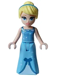 LEGO Cinderella - Dress with Sparkles and Bow, Bright Light Blue Top, Coral Lips, Thin Hinge minifigure