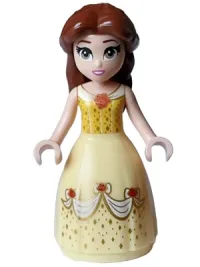 LEGO Belle - Dress with Red Roses, no Sleeves, Dark Pink Lips, Open Mouth, Long Eyelashes minifigure